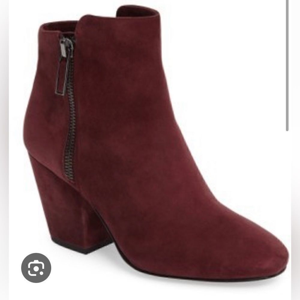 1.State burgundy suede side zip booties sz 7.5